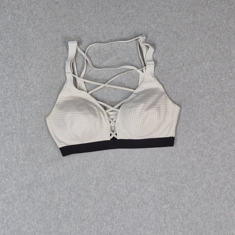 Victoria Sport Women Sports Bra 32C White Lightweight By Strappy Pullover‎